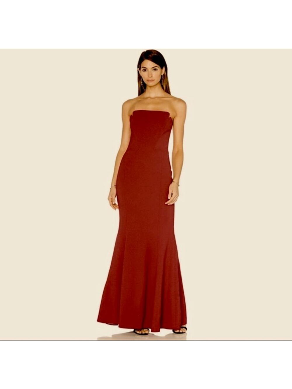 Jill Stuart Strapless Mermaid Formal Gown Maxi Dress Women's Size 2 Burgundy Red